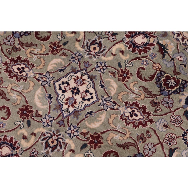 Shabby Chic 1990's Pak-Persian Green/Beige Wool Round Rug- 6'1'' X 6'1'' For Sale - Image 4 of 9