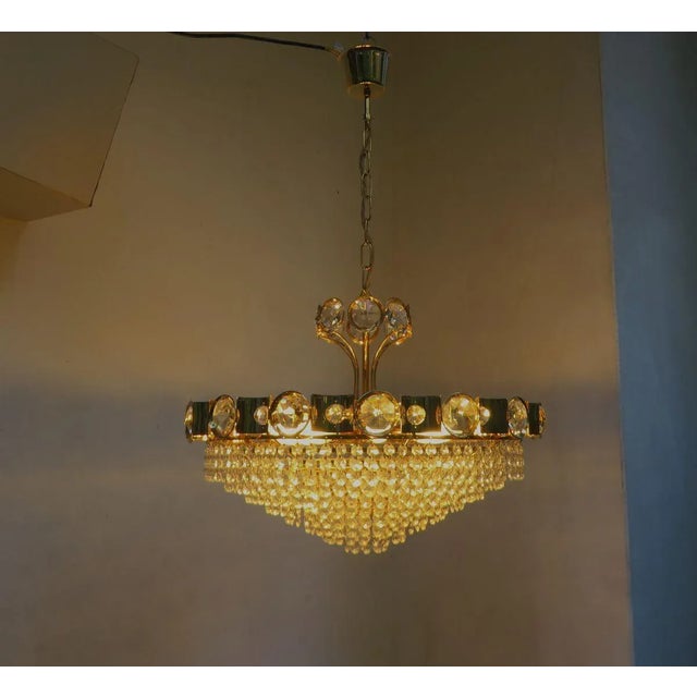 1970s Large Crystal-Plated Ceiling Lamp from Palwa, 1970s For Sale - Image 5 of 18