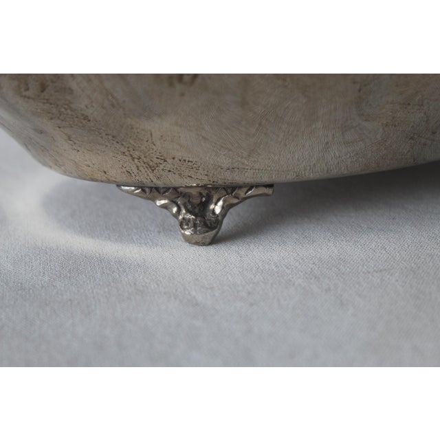 Silver 1980s Mottahedeh Style Silverplate Fruit Centerpiece Bowl Goat Head Handles Footed Details For Sale - Image 8 of 10