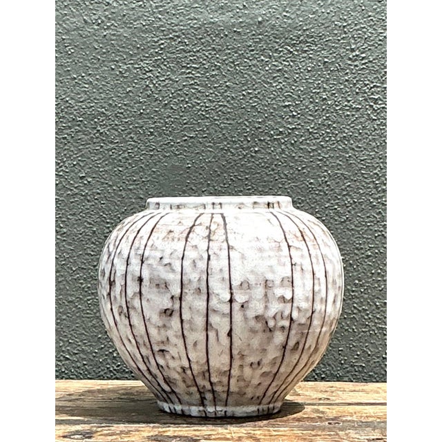Vintage Brown and White Ceramic Vase For Sale - Image 11 of 12