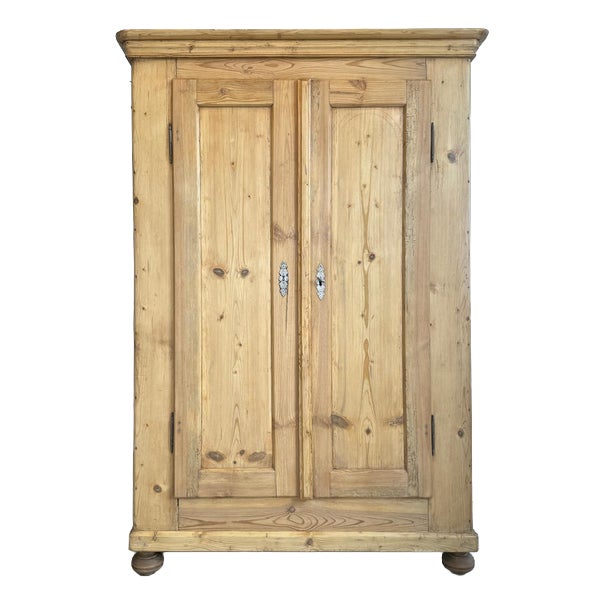 Biedermeier Farmhouse Natural Wood Cupboard in Softwood For Sale