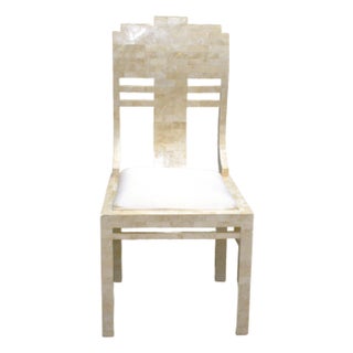 1980s Maitland Smith Style Tessellated Fossil Stone Regency Style Chair For Sale