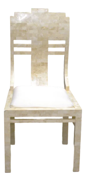 1980s Maitland Smith Style Tessellated Fossil Stone Regency Style Chair