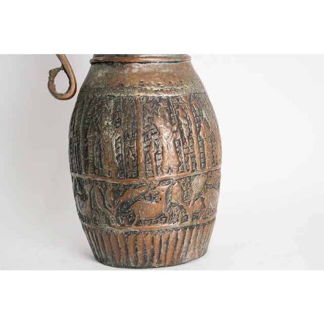 Metal Antique Middle Eastern Islamic Tinned Copper Ewer For Sale - Image 7 of 13