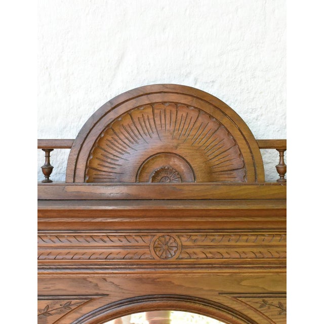 Large French Oak Overmantel Mirror, 1890s For Sale - Image 6 of 14