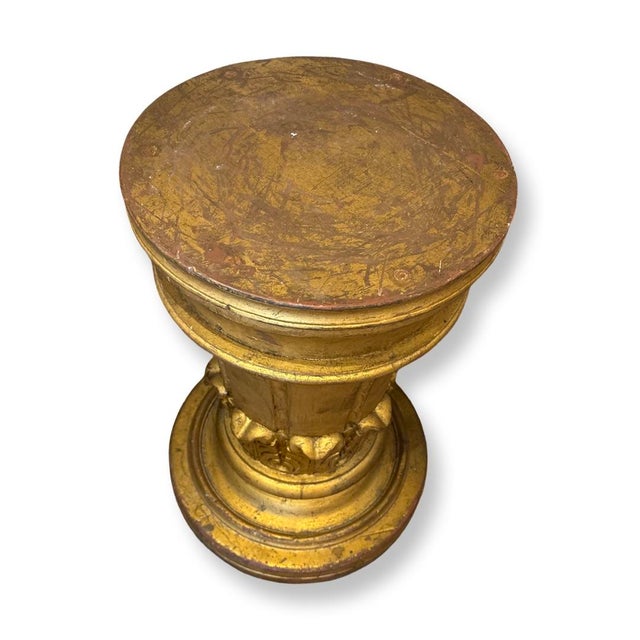 Antique Italian Carved Gilded Wood Pedestal.