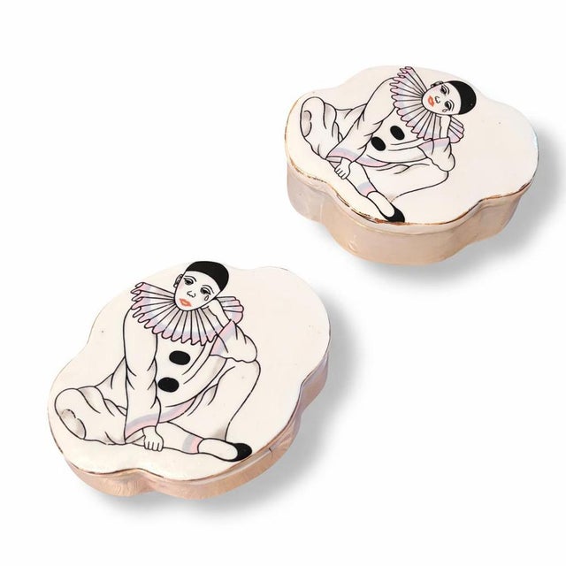 Vintage Porcelain Clown Trinket Boxes from Pierrot, Set of 2 For Sale - Image 3 of 10