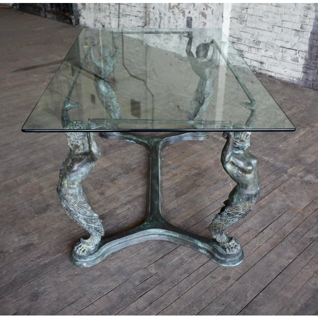 Mid 20th Century Mid 20th Century Italian Bronze Neoclassical Style Caryatid & Atlas Dining or Work Table For Sale - Image 5 of 13