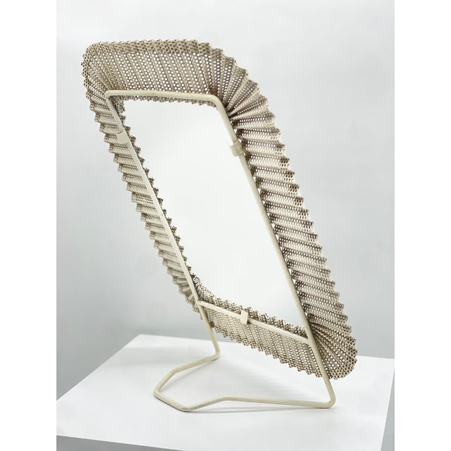 Mathieu Matégot Vintage White Pleated Metal Photo Frame by Mathieu Matégot for Atelier Matégot, France, 1950 For Sale - Image 4 of 12
