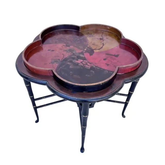 Japanese Lacquer Tray Side Table For Sale - Image 4 of 7