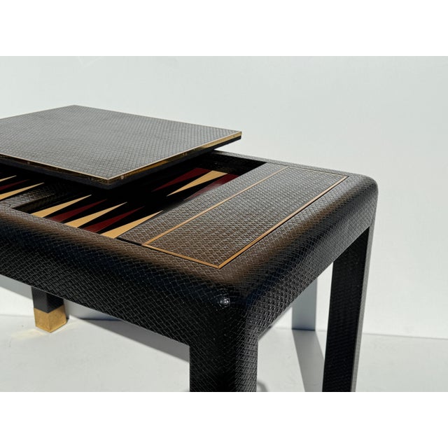 Karl Springer 1980s Embossed Leather Game Table or Desk For Sale - Image 4 of 12