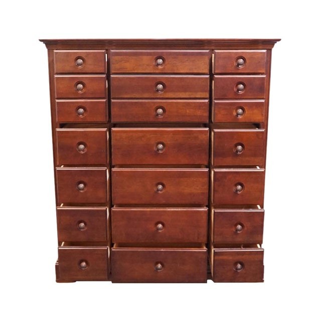 Wood Stanley Furniture Solid Cherry Early American Traditional 54" 18-Drawer Master Chest / Triple "Chesser" 589-13-13 For Sale - Image 7 of 14