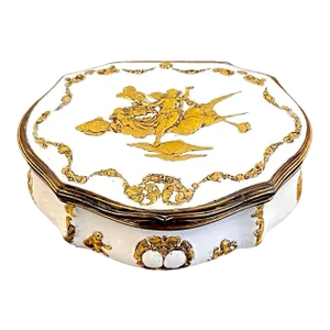 18th C Allegorical Gilt Enamel Snuff Box, Atrib Fromery Workshop