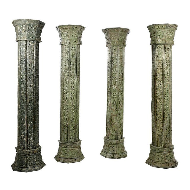 Large Carved Wooden Columns, Set of 4 For Sale - Image 11 of 11