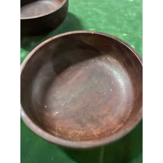 Mid-Century Modern Pair of 1970s Wooden Hand Turned Bowls For Sale - Image 3 of 4