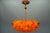 French Art Deco Mottled Orange Glass & Brass Pendant Light, 1930s For Sale - Image 17 of 18