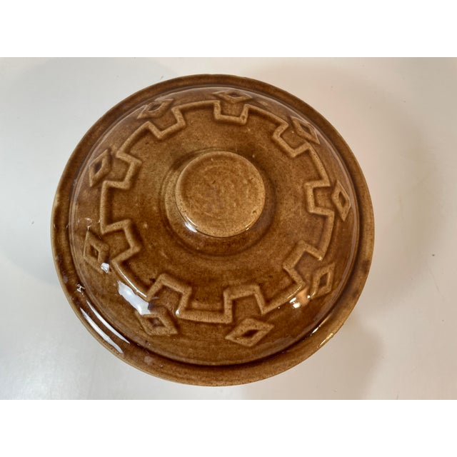1930s Vintage Monmouth Pottery Casserole - Southwestern Motif - Arts & Crafts For Sale - Image 5 of 9