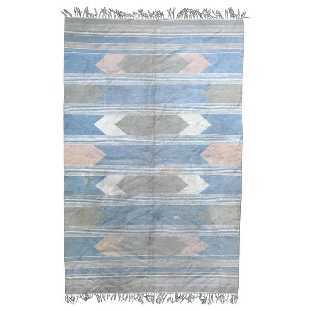 Vintage Indian Flat-Woven Rug, 1980s For Sale - Image 10 of 10