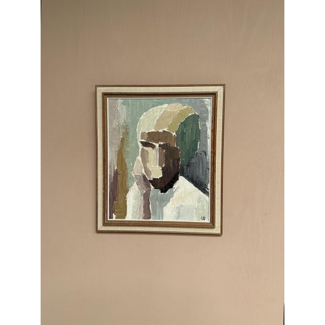 Liisa Chaudhuri, Cubist Portrait, 1960s, Oil Painting on Canvas, Framed For Sale - Image 9 of 18