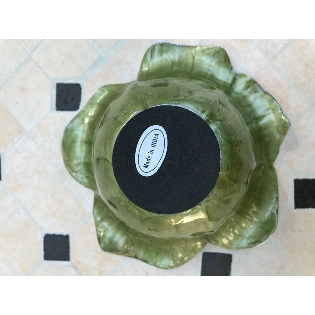 Green Late 20th Century Green Enameled Aluminum Flower Decorative Bowl / Planter For Sale - Image 8 of 8