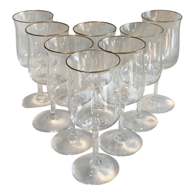 Vintage Lenox Gold Rim Water Stem Crystal Glass Set of 8 Chairish