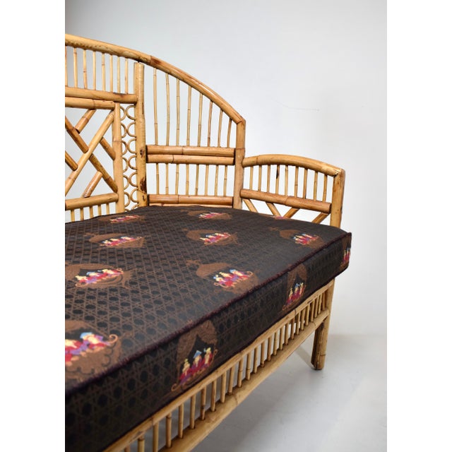 Mid-20th Century Coastal Brighton Pavilion Bamboo and Cane Settee For Sale - Image 13 of 14