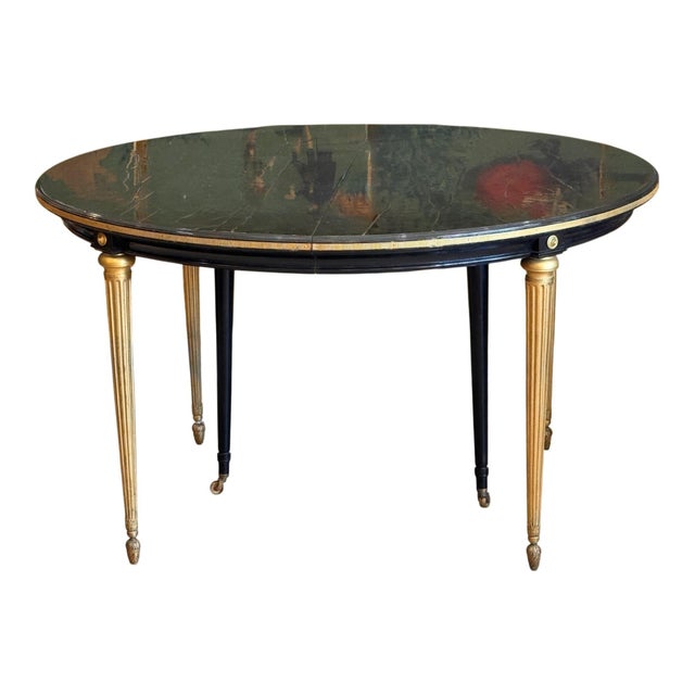 Mid-20th Century Black Lacquered and Gilt Metal Extension Dining Table in the Style of Maison Jansen For Sale - Image 9 of 9