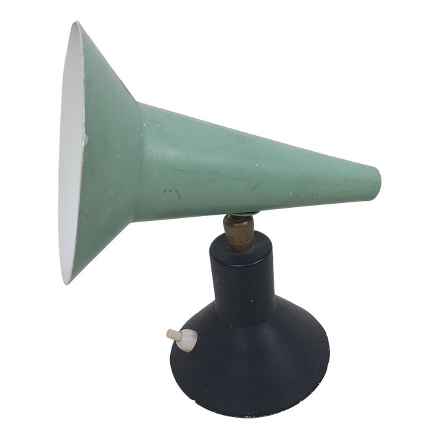 Wall Light in Aluminum and Elongated Green Cone by Stilnovo, 1950s For Sale