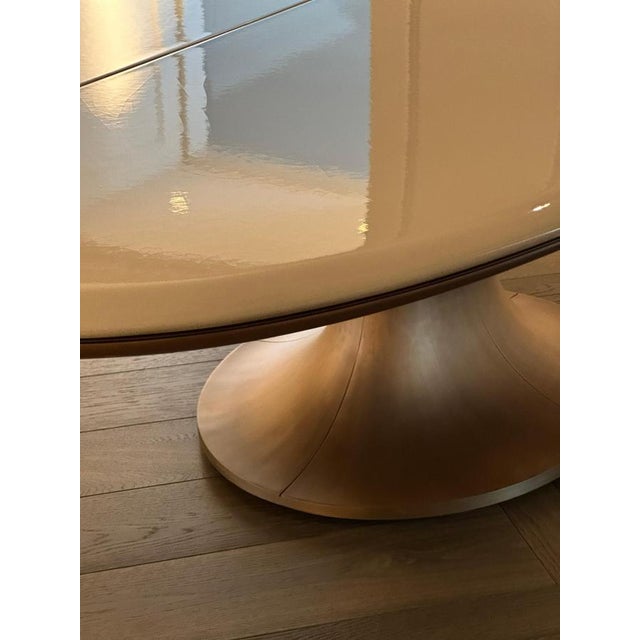 Oval Pyrolave and Bronze Pedestal Dining Table, by Giorgetti, Italy 2018 For Sale - Image 10 of 12