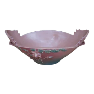 Vintage Roseville Pottery Columbine Console Centerpiece Bowl Shape 404-10" Pink Red
