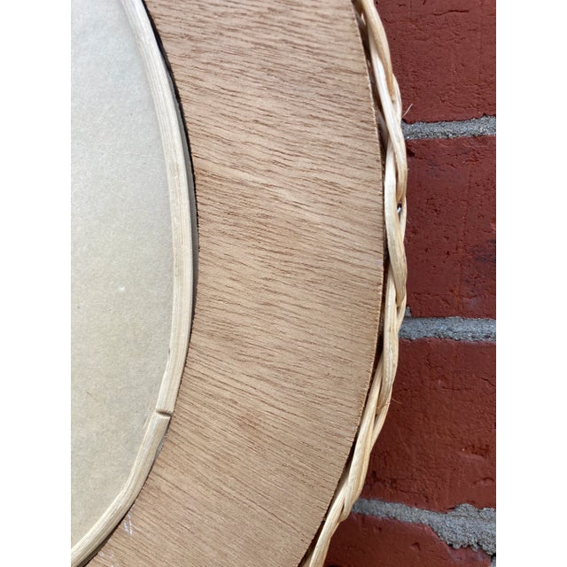 1970s 1970s Round Wicker Framed Mirror For Sale - Image 5 of 7