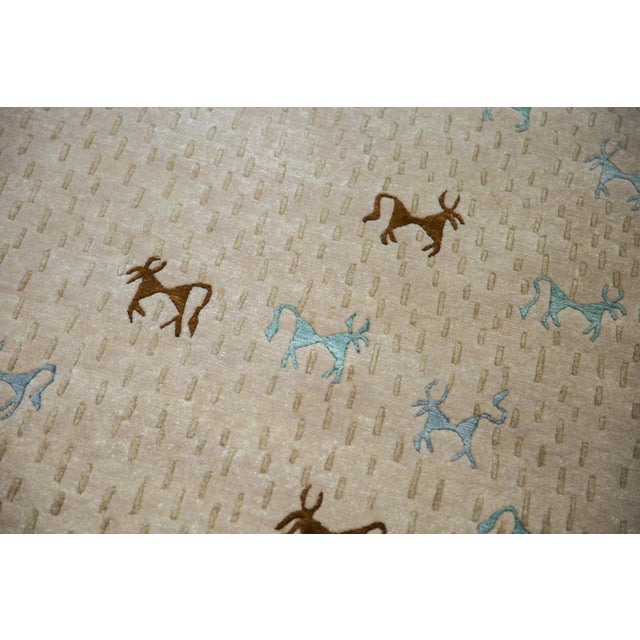 New Indian Folk Art Design Rug - 6' X 9' For Sale - Image 4 of 14