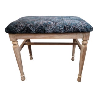 Lee Jofa Mulberry Homes Bohemian Indigo Blue Black Velvet Distressed Bench For Sale