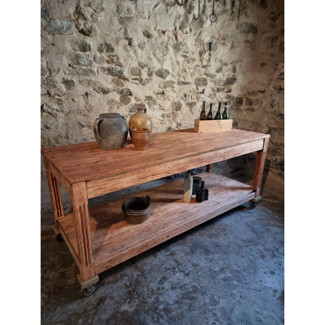 Antique French Pitch Pine Worktable, Early 20th Century For Sale - Image 12 of 18