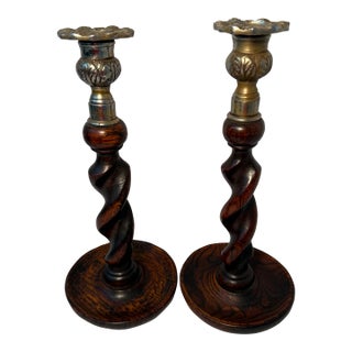 Antique, English, Barley Twist Candlesticks Circa 1890 For Sale