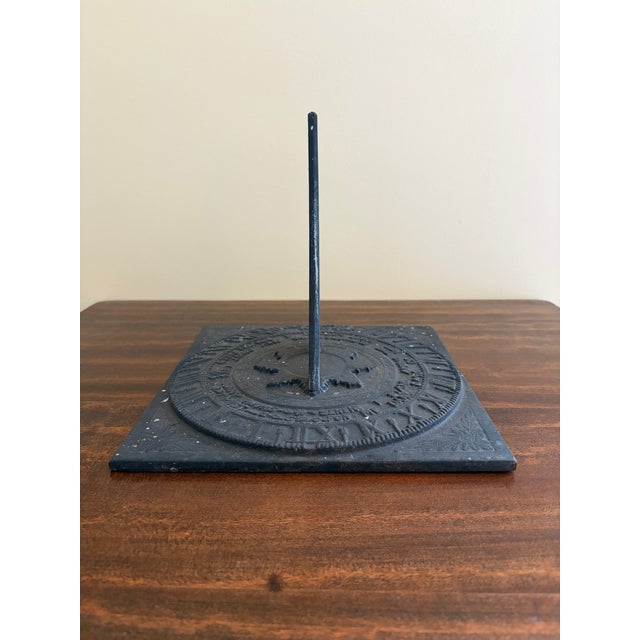 Virginia Metalcrafters Vintage English Country Iron Garden Sundial "I Only Count Life's Sunny Hours" For Sale - Image 4 of 12