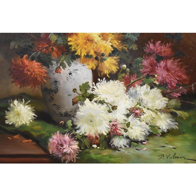 P. Valmon, Dahlias, Oil on Canvas, 19th Century, Framed For Sale - Image 5 of 10