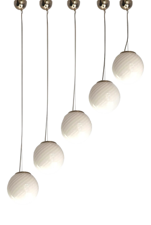 Milky-White Sphres Murano Glass Pendant by Simoeng, Set of 5
