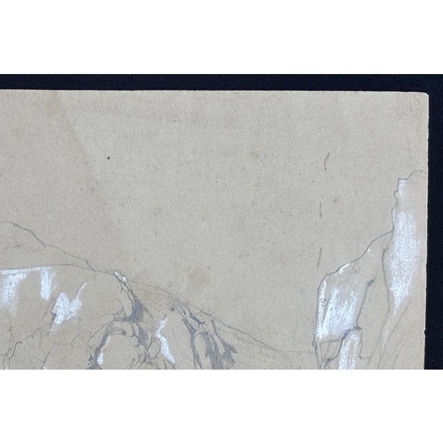 Gibraltar Sketch in Graphite and White Crayon, Ca Prior to 1888 For Sale In Charlotte - Image 6 of 12