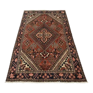 Bakhtiari Rug 4'5'' X 6'9'' Red Wool Vintage Traditional Hand-Knotted Carpet