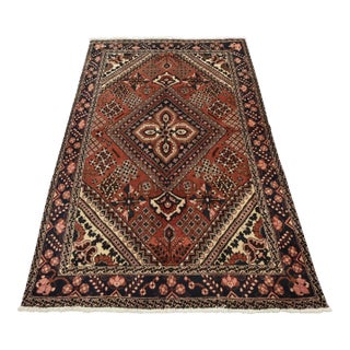 Vintage Tribal Rug 4’5” X 6’9” Red Wool Hand-Knotted Oriental Carpet For Sale