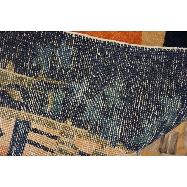 1920s Orange Medallion Scene Antique Chinese Art Deco Carpet 6 'X 8'6" Knotted Wool Rug For Sale - Image 15 of 15