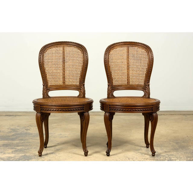 Set of Six Mid-19th Century French Napoleon III Carved Oak and Cane Dining Chairs For Sale - Image 10 of 18