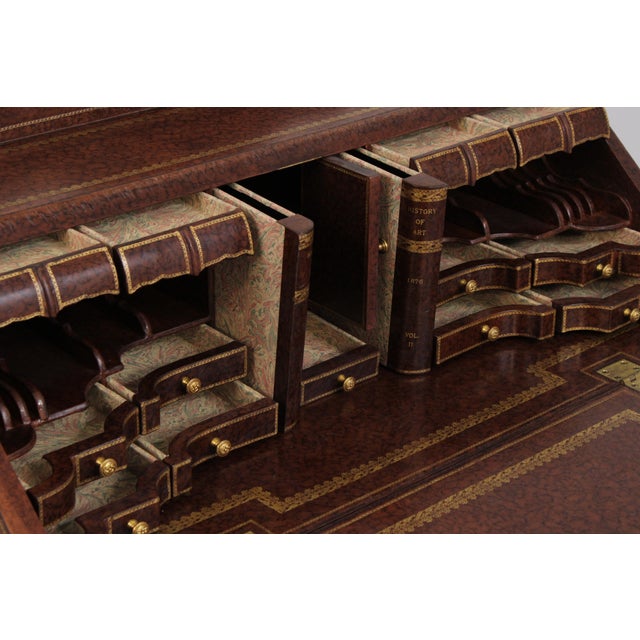 Maitland Smith Leather Wrapped Secretary Desk For Sale - Image 9 of 18