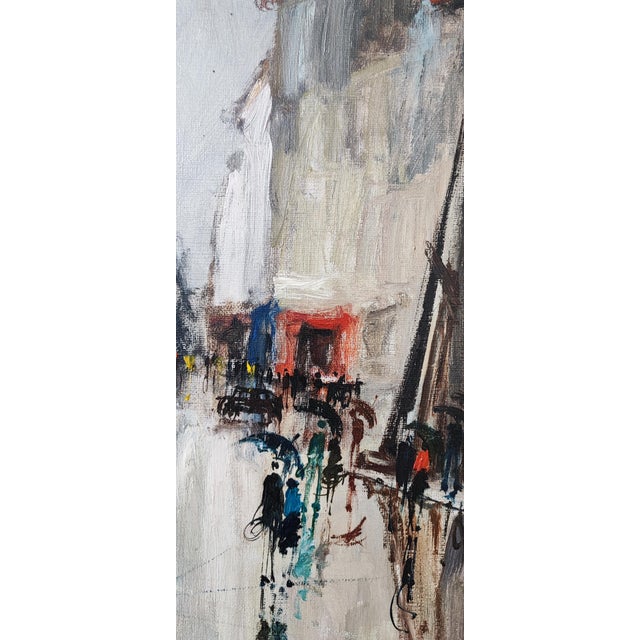 Bernard Lignon, Rue de marché animée par jour de pluie, Oil on Canvas, Framed For Sale - Image 6 of 11