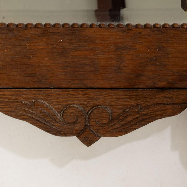Early 20th Century French Carved Oak Hat/Coat Rack With Beveled Glass Mirror For Sale - Image 6 of 13