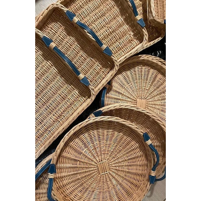 Small Green Rectangle Osier Tray For Sale - Image 4 of 9