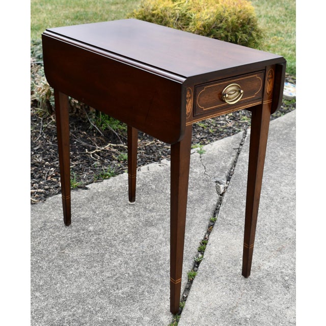Vtg. Kittinger Inlaid Mahogany Pembroke Table For Sale - Image 15 of 15