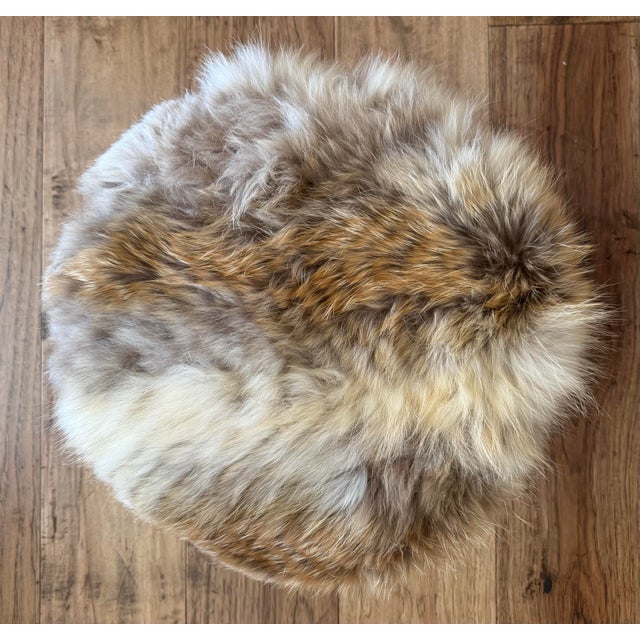 English Antique Queen Anne–Style Footstool With Repurposed Coyote Fur Upholstery For Sale - Image 3 of 6