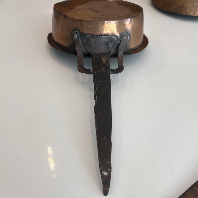 French Antique Hand Forged Copper & Iron Cookware Set- 3 Pieces For Sale - Image 3 of 12